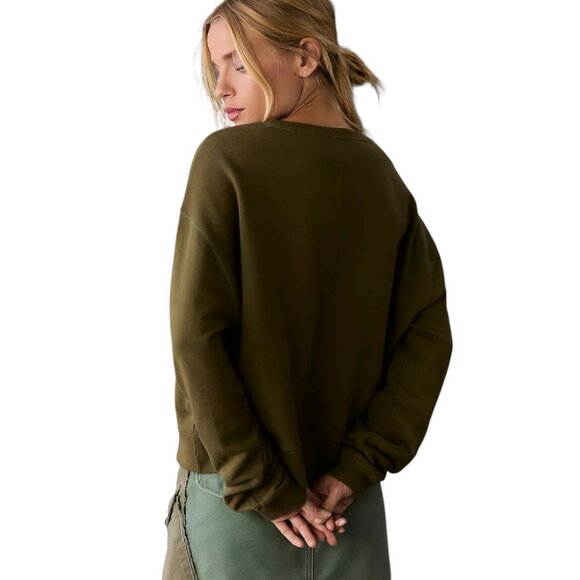 Pilcro Anthropologie Local Bands Only Graphic Sweatshirt Olive Green S - Picture 5 of 7